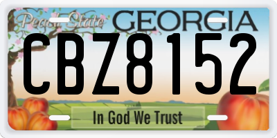 GA license plate CBZ8152