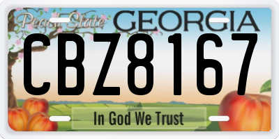 GA license plate CBZ8167