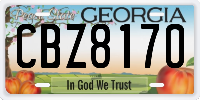 GA license plate CBZ8170