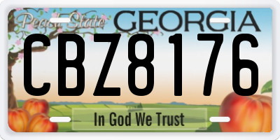 GA license plate CBZ8176