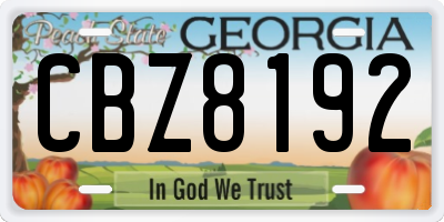 GA license plate CBZ8192