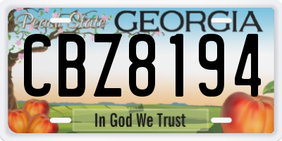 GA license plate CBZ8194