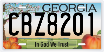 GA license plate CBZ8201