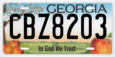 GA license plate CBZ8203