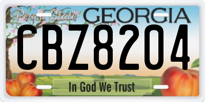 GA license plate CBZ8204