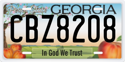GA license plate CBZ8208