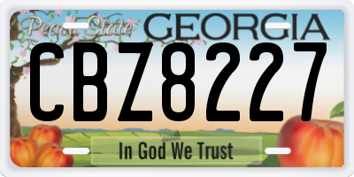 GA license plate CBZ8227