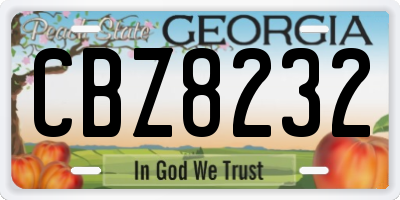 GA license plate CBZ8232