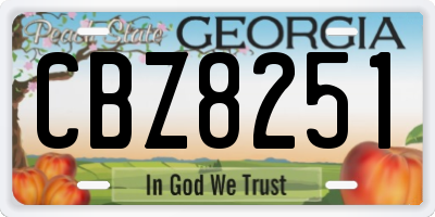 GA license plate CBZ8251