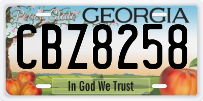 GA license plate CBZ8258
