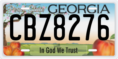 GA license plate CBZ8276