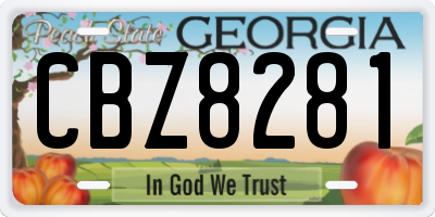 GA license plate CBZ8281