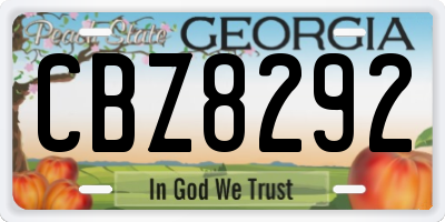 GA license plate CBZ8292