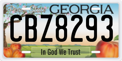 GA license plate CBZ8293