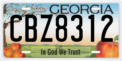 GA license plate CBZ8312