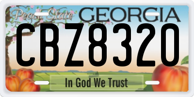 GA license plate CBZ8320