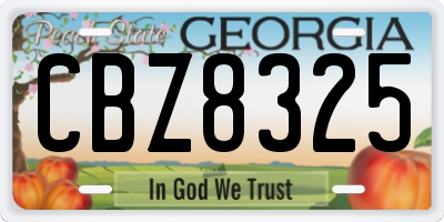 GA license plate CBZ8325