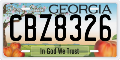 GA license plate CBZ8326