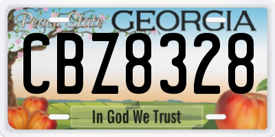 GA license plate CBZ8328