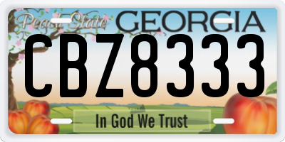 GA license plate CBZ8333