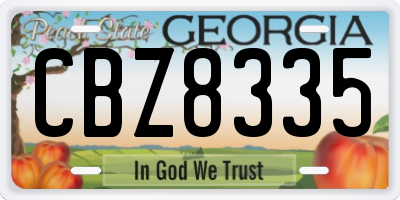 GA license plate CBZ8335