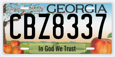 GA license plate CBZ8337