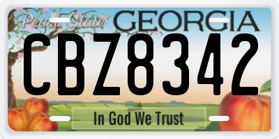 GA license plate CBZ8342