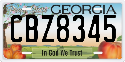 GA license plate CBZ8345
