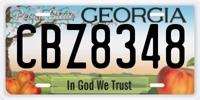 GA license plate CBZ8348