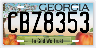 GA license plate CBZ8353