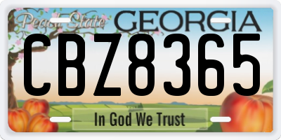 GA license plate CBZ8365