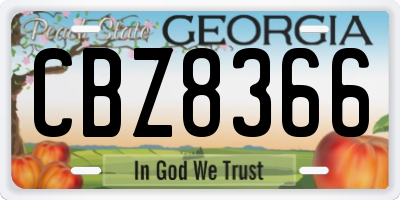 GA license plate CBZ8366
