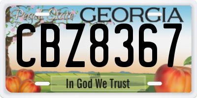 GA license plate CBZ8367