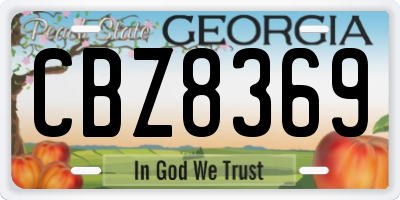 GA license plate CBZ8369