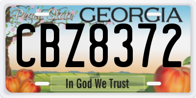 GA license plate CBZ8372