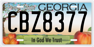 GA license plate CBZ8377