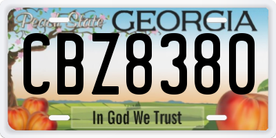 GA license plate CBZ8380