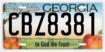 GA license plate CBZ8381