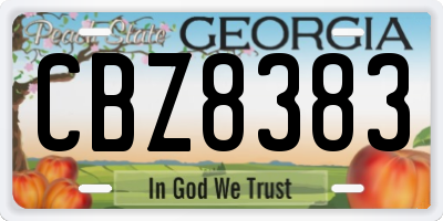GA license plate CBZ8383