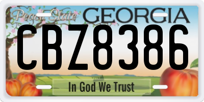 GA license plate CBZ8386