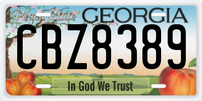 GA license plate CBZ8389