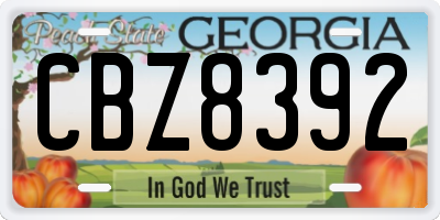 GA license plate CBZ8392
