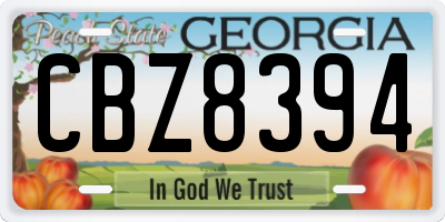 GA license plate CBZ8394