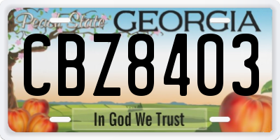 GA license plate CBZ8403