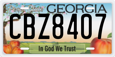 GA license plate CBZ8407