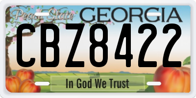 GA license plate CBZ8422