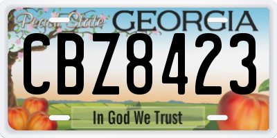 GA license plate CBZ8423