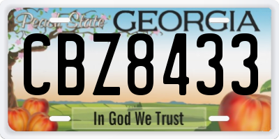 GA license plate CBZ8433