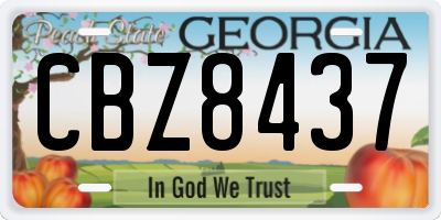 GA license plate CBZ8437