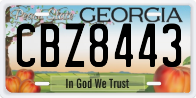 GA license plate CBZ8443